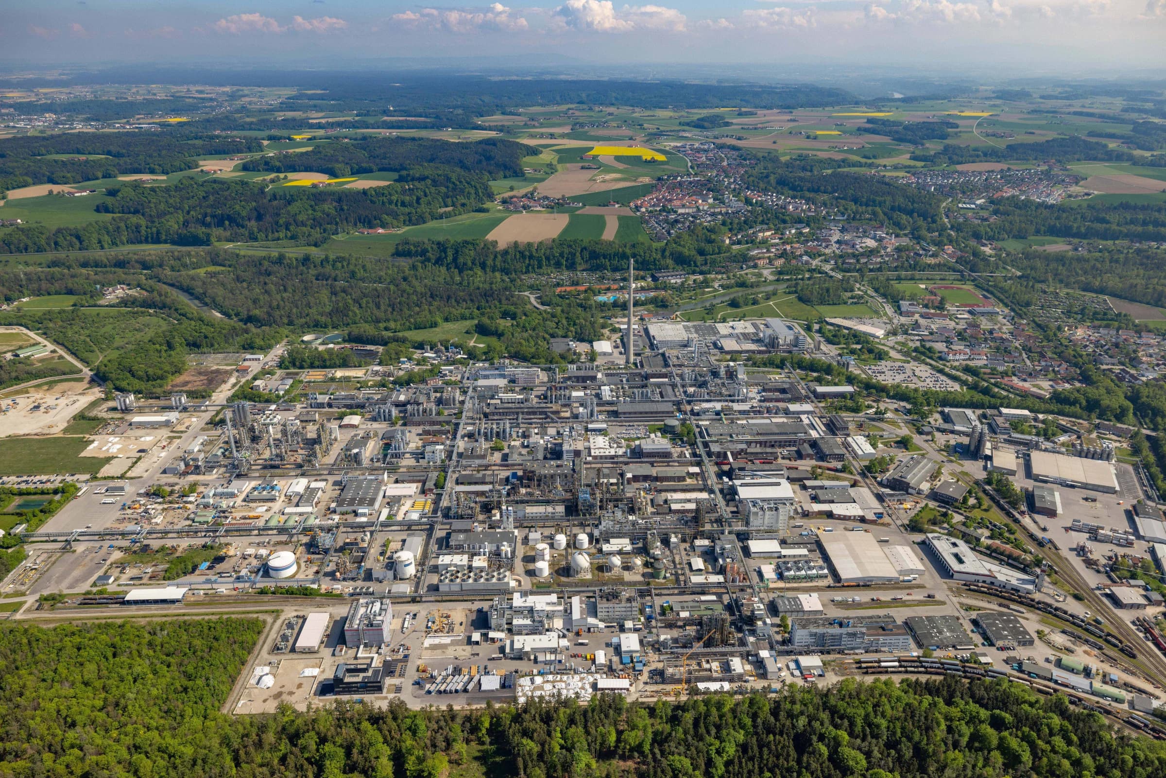 Aerial view of the Gendorf chemical park in Bavaria